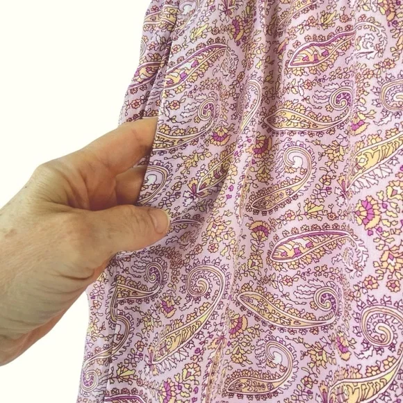 J. Crew 100% Silk Pull-on Pant in Beach Paisley Pink Yellow Blush White Sz 14 - Picture 4 of 10